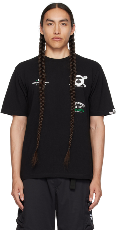 Aape By A Bathing Ape Black Moonface T-shirt In Bkx