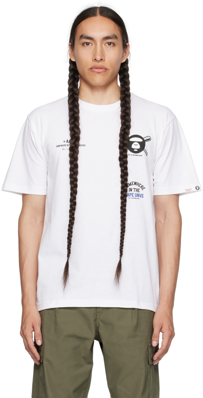 Aape By A Bathing Ape White Graphic T-shirt In Whx