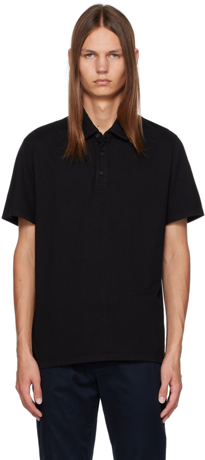 Vince Black Garment-dyed Polo In 008tbl True Black008