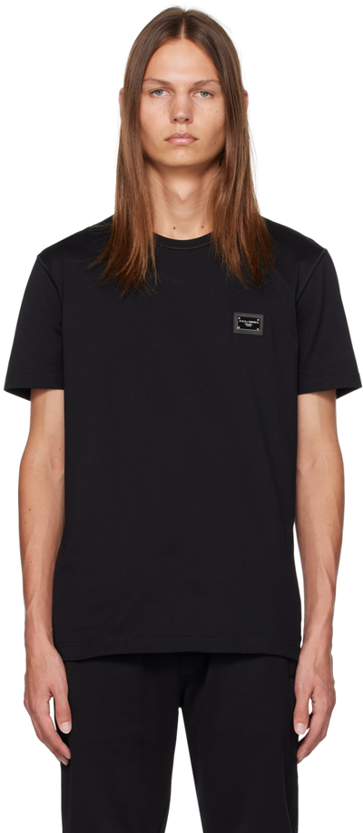 Dolce & Gabbana Cotton T-shirt With Logo Plaque In Black