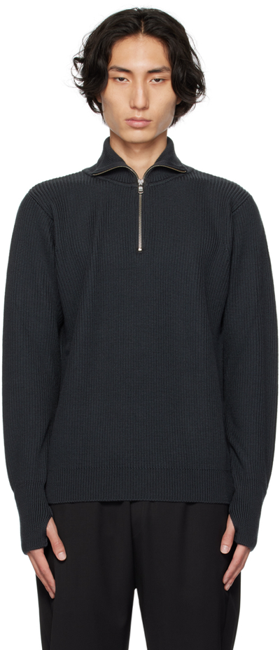 Barena Venezia Castion Cruna Half-zip Wool Sweater In Piombo 580
