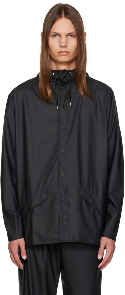 Rains Hooded Water-resistant Jacket In Black