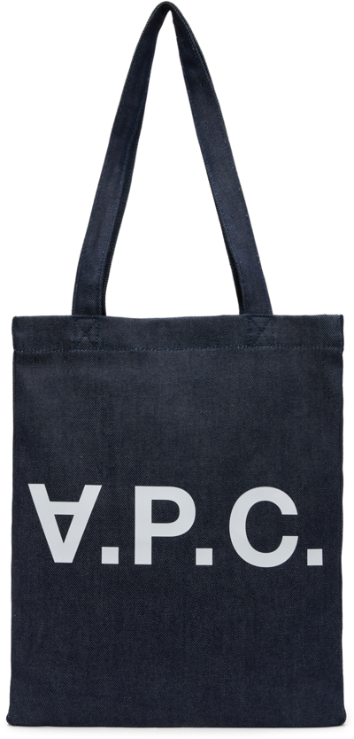 Apc Laure Logo Detail Tote Bag In Iai Indigo