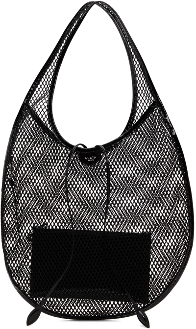 Alaïa Extra Large One Piece Mesh Shoulder Bag In Black