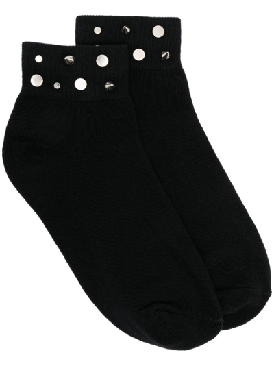 Maje Stud-embellished Cotton-blend Socks In Noir