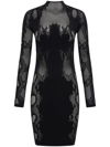 DION LEE COBRA SEMI-SHEER LACE MINIDRESS