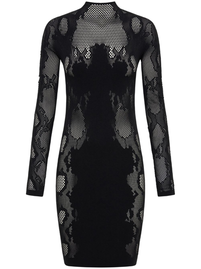 Dion Lee Mockneck Lace Minidress In Black