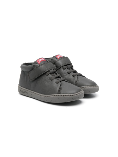 Camper Kids' Logo-patch Leather Sneakers In Grey