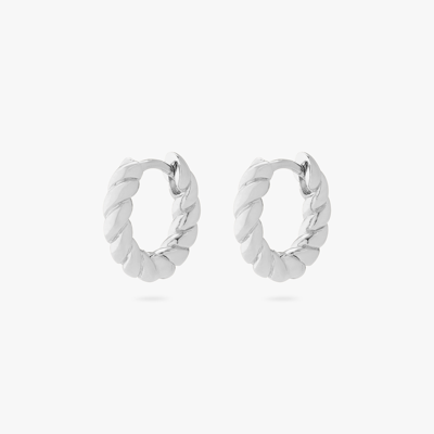 Studs Chunky French Twist Huggie In Silver