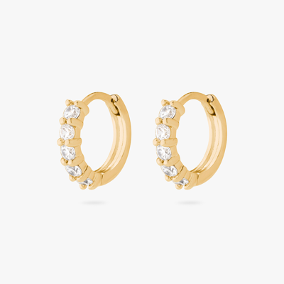 Studs Max Pave Huggie In Gold/clear