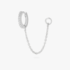 Studs Micro Slim Chain Huggie In Silver/clear