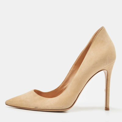 Pre-owned Gianvito Rossi Beige Suede Gianvito 105 Pointed Toe Pumps Size 38