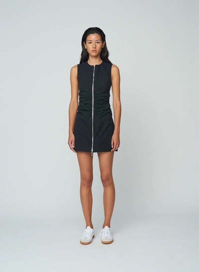 Wynn Hamlyn Ruched Zip-front Sleeveless Mini Dress In Black