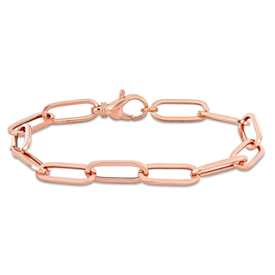 Amour 6.3mm Paperclip Chain Bracelet In 14k Rose Gold In Pink