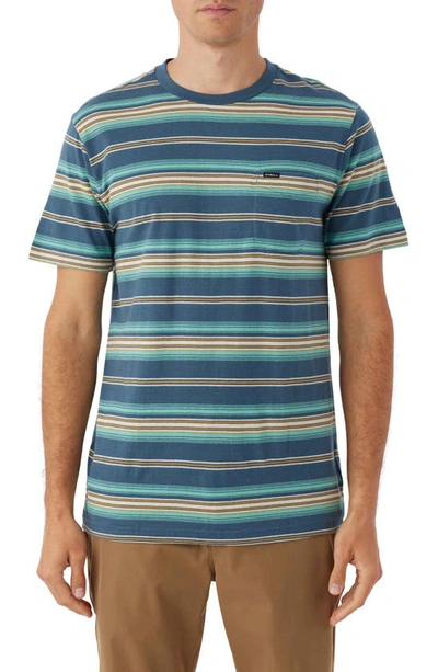 O'neill Smasher Stripe Cotton Pocket T-shirt In Storm Blue