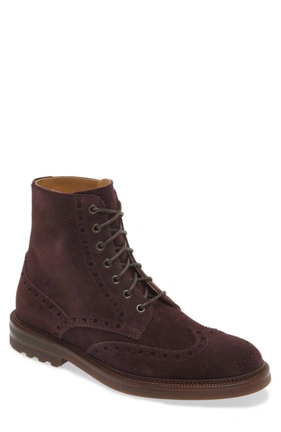 Brunello Cucinelli Wingtip Derby Boot In Burgundy