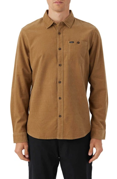 O'neill Caruso Solid Corduroy Button-up Shirt In Dark Khaki