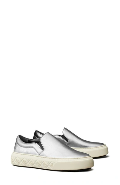 Tory Burch Ladybug Slip-on Platform Trainer In Silver