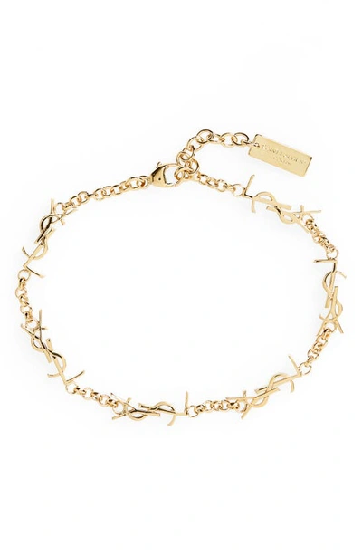 Saint Laurent Cassandre Brass Multi Ysl Bracelet In Gold
