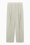 Cos Relaxed Tailored Wool Wide-leg Trousers In Beige