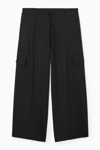 Cos Wide-leg Wool Utility Trousers In Black