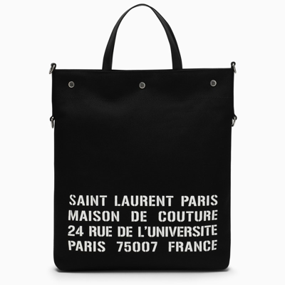 Saint Laurent North/south Tote Bag In Black Canvas