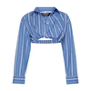 Jacquemus La Chemise Bahia Courte Cropped Button-front Shirt In Blue_stripes