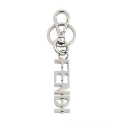 Fendi Graphy Key Ring In Argent