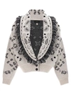 Alanui Bandana Jacquard Wool-cashmere Cardigan Bomber, White
