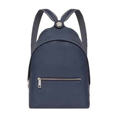 Fendi Dark Leather Backpack In Bleu