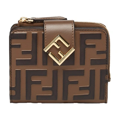 Fendi Roma Card Case In Brown