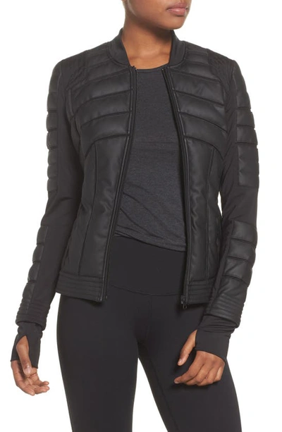 Blanc Noir Mesh Inset Bomber Jacket In Black