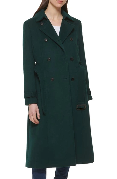 Cole Haan Signature Slick Belted Double Breasted Trench Coat In Forest