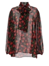 Dolce & Gabbana Cherry Chiffon Blouse With With Tie Neck
