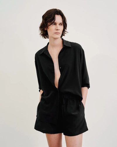 Nili Lotan Women's Frances Elasticized Silk Shorts In Black