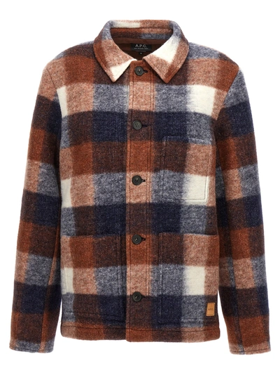 Apc Check Buttoned Shirt In Blue
