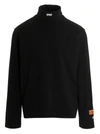Heron Preston Black Turtleneck Pullover With Contrasting Logo Embroidery In Cotton Man