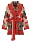 Alanui Geometric Cashmere Jacquard Belted Icon Cardigan