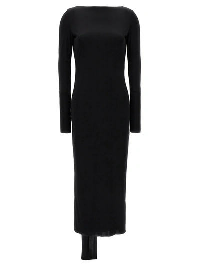Versace Vacation Capsule Long Dress With Back Drape In Black