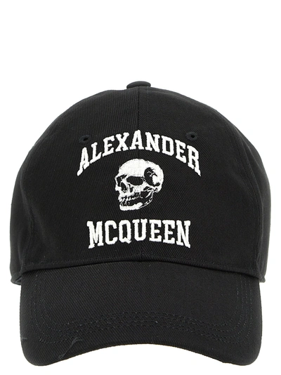 Alexander Mcqueen Logo Embroidery Cap Hats White/black