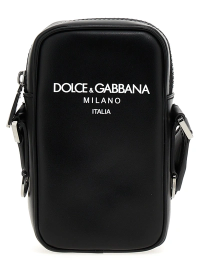 Dolce & Gabbana Soft Leather Logo Crossbody Bag In Black