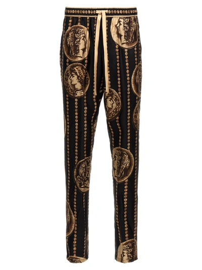 Dolce & Gabbana Printed Silk Straight Pants In Multicoloured