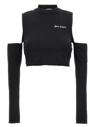 Palm Angels Logo-print Cut-out Top In Black