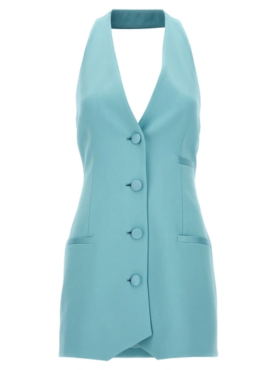 Versace X Dua Lipa Vest Mini Dress In Light Blue