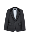 Monnalisa Coupled Jacket With Black Edging In Anthracite Grey + Black