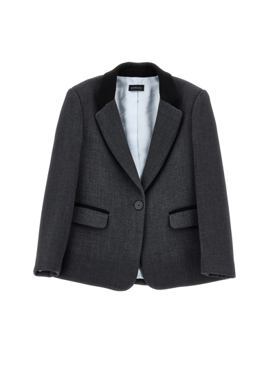 Monnalisa Kids'   Coupled Jacket With Black Edging In Anthracite Grey + Black
