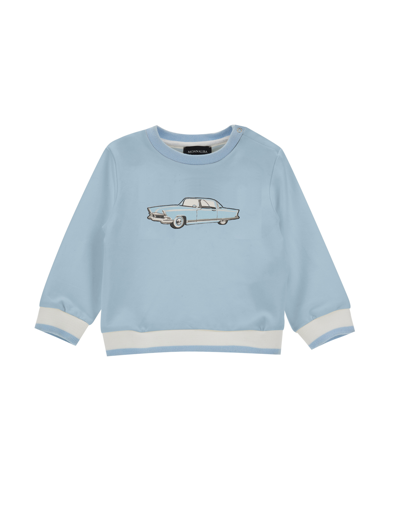 Monnalisa Cotton Sweatshirt With Vintage Car In Light Blue