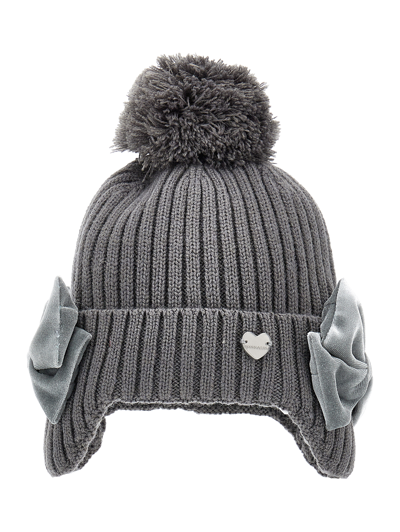 Monnalisa Kids'   Lined Hat With Bows In Grey