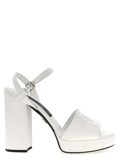 Dolce & Gabbana Calfskin Platform Sandals In White