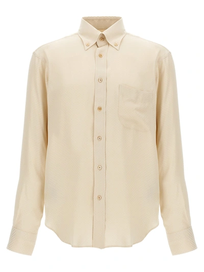 Tom Ford Polka Dot Shirt Shirt, Blouse White In Blanco